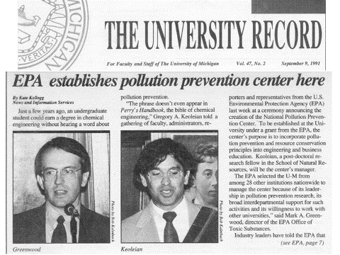 University Record_1991-10-01 National Pollution Prevention Center established
