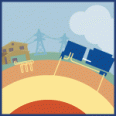 illustrated icon for geothermal energy factsheet