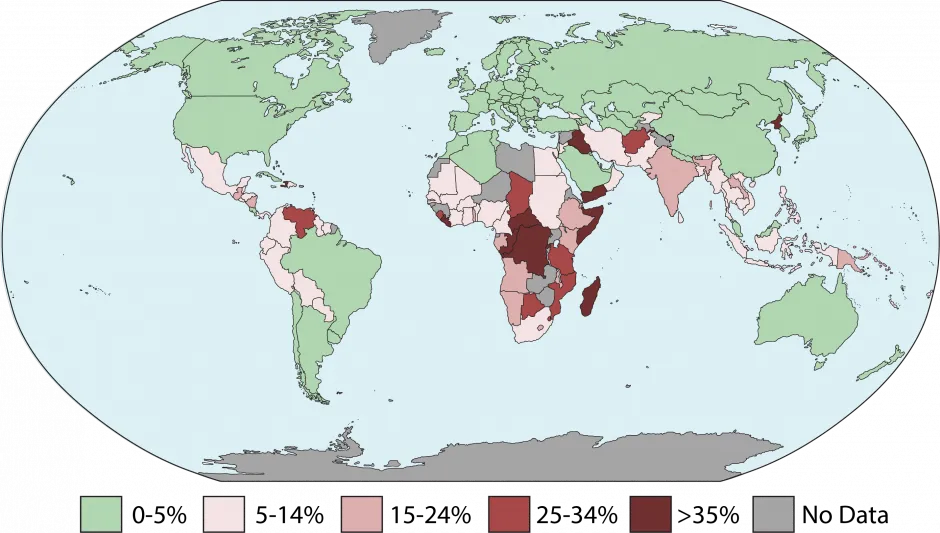Fraction of Population Undernourished, 202112